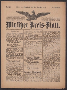 Wirsitzer Kreis-Blatt: herausgegeben vom K&ouml;niglichen Landraths-Amte 1909.12.18 Jg.65 Nr148