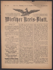 Wirsitzer Kreis-Blatt: herausgegeben vom K&ouml;niglichen Landraths-Amte 1909.12.21 Jg.65 Nr149