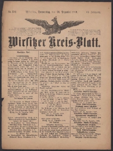 Wirsitzer Kreis-Blatt: herausgegeben vom K&ouml;niglichen Landraths-Amte 1909.12.30 Jg.65 Nr152