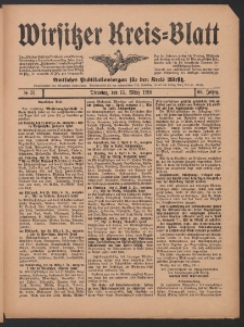 Wirsitzer Kreis-Blatt: Amtliches Publikationsorgan f&uuml;r den Kreis Wirsitz 1910.03.15 Jg.66 Nr31