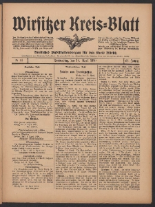 Wirsitzer Kreis-Blatt: Amtliches Publikationsorgan f&uuml;r den Kreis Wirsitz 1910.04.14 Jg.66 Nr43