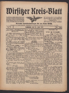 Wirsitzer Kreis-Blatt: Amtliches Publikationsorgan f&uuml;r den Kreis Wirsitz 1910.06.25 Jg.66 Nr73