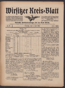 Wirsitzer Kreis-Blatt: Amtliches Publikationsorgan f&uuml;r den Kreis Wirsitz 1910.07.05 Jg.66 Nr77