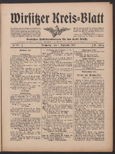 Wirsitzer Kreis-Blatt: Amtliches Publikationsorgan f&uuml;r den Kreis Wirsitz 1910.09.01 Jg.66 Nr102