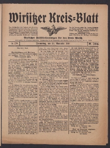 Wirsitzer Kreis-Blatt: Amtliches Publikationsorgan f&uuml;r den Kreis Wirsitz 1910.11.24 Jg.66 Nr138