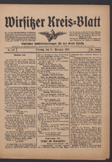 Wirsitzer Kreis-Blatt: Amtliches Publikationsorgan f&uuml;r den Kreis Wirsitz 1910.11.29 Jg.66 Nr140