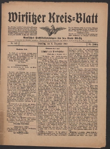Wirsitzer Kreis-Blatt: Amtliches Publikationsorgan f&uuml;r den Kreis Wirsitz 1910.12.06 Jg.66 Nr143