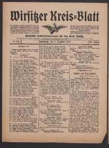 Wirsitzer Kreis-Blatt: Amtliches Publikationsorgan f&uuml;r den Kreis Wirsitz 1910.12.08 Jg.66 Nr144