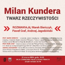 Milan Kundera - Twarz rzeczywistości. Rozmawiają: Marek Bieńczyk, Paweł Graf, Andrzej Jagodziński.
