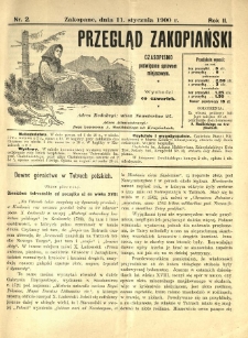 Przegląd Zakopiański : czasopismo poświęcone sprawom miejscowym. 1900.01.11 R.2 Nr2