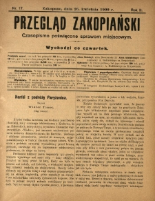 Przegląd Zakopiański : czasopismo poświęcone sprawom miejscowym. 1900.04.26 R.2 Nr17