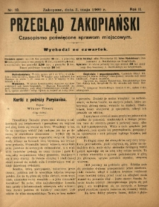 Przegląd Zakopiański : czasopismo poświęcone sprawom miejscowym. 1900.05.03 R.2 Nr18