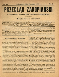 Przegląd Zakopiański : czasopismo poświęcone sprawom miejscowym. 1900.05.31 R.2 Nr22