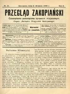 Przegląd Zakopiański : czasopismo poświęcone sprawom miejscowym. Organ "Związku Przyjaciół Zakopanego" 1900.08.02 R.2 Nr31
