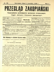 Przegląd Zakopiański : czasopismo poświęcone sprawom miejscowym. Organ "Związku Przyjaciół Zakopanego" 1900.09.06 R.2 Nr36