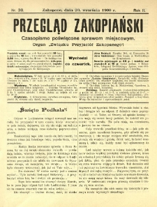 Przegląd Zakopiański : czasopismo poświęcone sprawom miejscowym. Organ "Związku Przyjaciół Zakopanego" 1900.09.20 R.2 Nr38