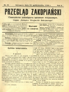 Przegląd Zakopiański : czasopismo poświęcone sprawom miejscowym. Organ "Związku Przyjaciół Zakopanego" 1900.10.11 R.2 Nr41