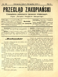 Przegląd Zakopiański : czasopismo poświęcone sprawom miejscowym. Organ "Związku Przyjaciół Zakopanego" 1900.11.08 R.2 Nr45