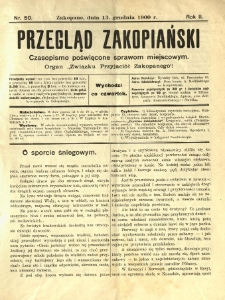 Przegląd Zakopiański : czasopismo poświęcone sprawom miejscowym. Organ "Związku Przyjaci&oacute;ł Zakopanego" 1900.12.13 R.2 Nr50