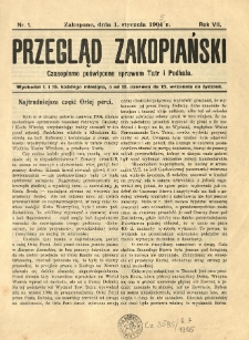 Przegląd Zakopiański : czasopismo poświęcone sprawom Tatr i Podhala 1905.01.01 R.7 Nr1