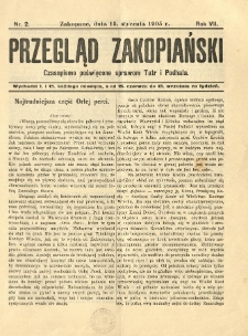 Przegląd Zakopiański : czasopismo poświęcone sprawom Tatr i Podhala 1905.01.15 R.7 Nr2