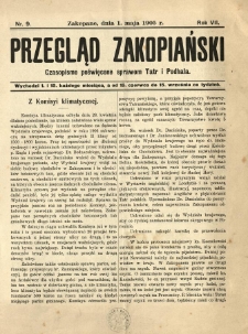 Przegląd Zakopiański : czasopismo poświęcone sprawom Tatr i Podhala 1905.05.01 R.7 Nr9