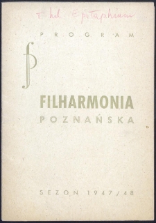 Program : Filharmonia Poznańska : sezon 1947/48 : 9 XII 1947