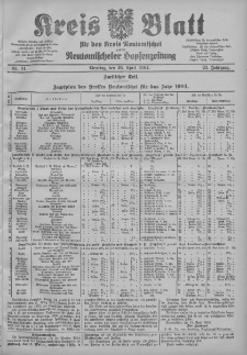 Kreis Blatt f&uuml;r den Kreis Neutomischeler zugleich Hopfenzeitung 1904.04.26 Jg.23 Nr34
