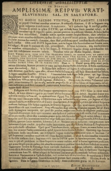 Literariae adolescentiae in scholis amplissimae Reipub. Vratislaviensis: Sal. in Salvatore