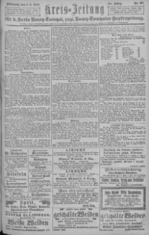 Kreis-Zeitung f&uuml;r d. Kreis Nowy-Tomysl : zugl. Nowy-Tomysler Hopfenzeitung = Orędownik Urzędowy na powiat Nowotomyski 1921.06.08 Jg.46 Nr65