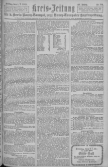 Kreis-Zeitung f&uuml;r d. Kreis Nowy-Tomysl: zugl. Nowy-Tomysler Hopfenzeitung = Orędownik Urzędowy na powiat Nowotomyski 1921.07.01 Jg.46 Nr74