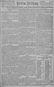 Kreis-Zeitung f&uuml;r d. Kreis Nowy-Tomysl: zugl. Nowy-Tomysler Hopfenzeitung = Orędownik Urzędowy na powiat Nowotomyski 1921.08.10 Jg.46 Nr91