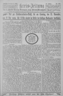 Kreis-Zeitung f&uuml;r d. Kreis Nowy-Tomysl: zugl. Nowy-Tomysler Hopfenzeitung 1921.11.11 Jg.46 Nr127