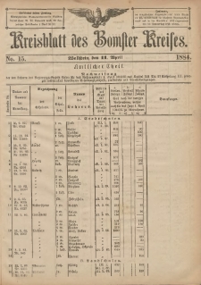 Kreisblatt des Bomster Kreises 1884.04.11 No.15
