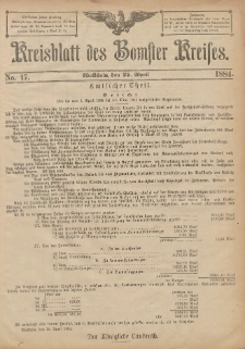 Kreisblatt des Bomster Kreises 1884.04.25 No.17
