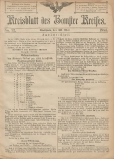 Kreisblatt des Bomster Kreises 1884.05.30 No.22