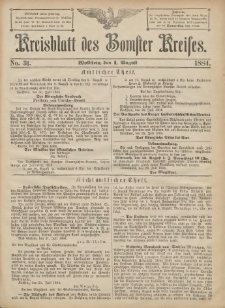 Kreisblatt des Bomster Kreises 1884.08.01 No.31