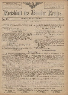 Kreisblatt des Bomster Kreises 1884.10.24 No.43