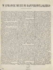 W sprawie Muzeum Rapperswylskiego