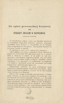 Do opinii powszechnej krajowej od dyrekcyi Muzeum w Rapperswilu