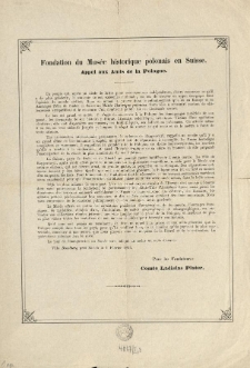 Fondation du Musée historique polonais en Suisse : appel aux Amis de la Pologne