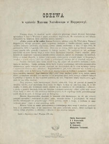 Odezwa w sprawie Muzeum Narodowego w Rapperswyl