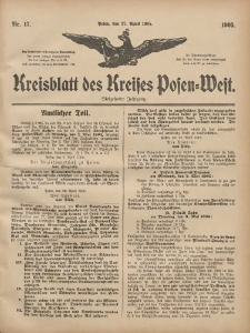 Kreisblatt des Kreises Posen-West 1905.04.27 Jg.17 Nr17