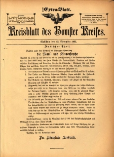 Extra-Blatt. Kreisblatt des Bomster Kreises 1897.11.15