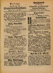 Beilage zur Nr.28 des Samterchen Kreisblatts = Dodatek do Nr.28 dziennika powiatowego Szamotulskiego 1874.07.09 Jg.[20]