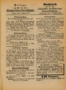Beilage zur Nr.32 des Samterchen Kreisblatts = Dodatek do Nr.32 dziennika powiatowego Szamotulskiego 1874.08.06 Jg.[20]