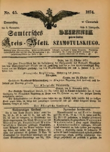 Samtersches Kreis-Blatt = Dziennik Powiatu Szamotulskiego 1874.11.05 Jg.[20] Nr45