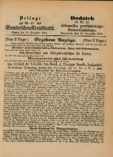 Beilage zur Nr.47 des Samterchen Kreisblatts = Dodatek do Nr.47 dziennika powiatowego Szamotulskiego 1874.11.19 Jg.[20]