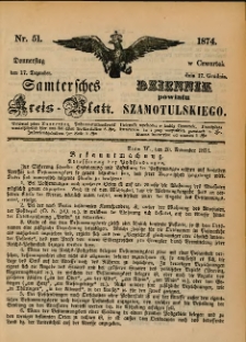 Samtersches Kreis-Blatt = Dziennik Powiatu Szamotulskiego 1874.12.17 Jg.[20] Nr51