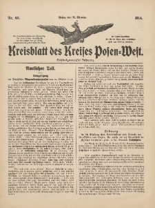 Kreisblatt des Kreises Posen-West 1914.10.29 Jg.26 Nr65